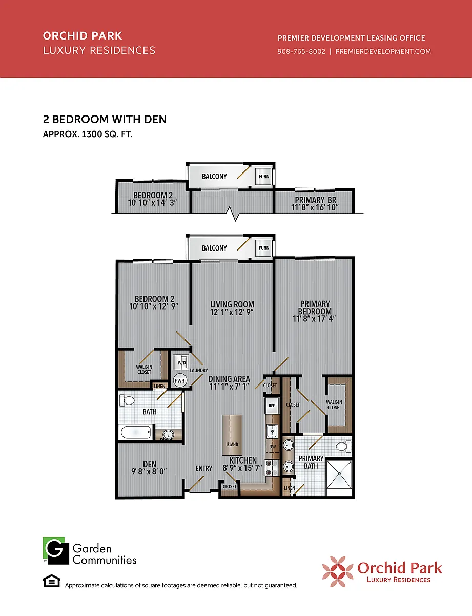 Floor plan $2.75/sq.ft. - Two Bedroom Den
