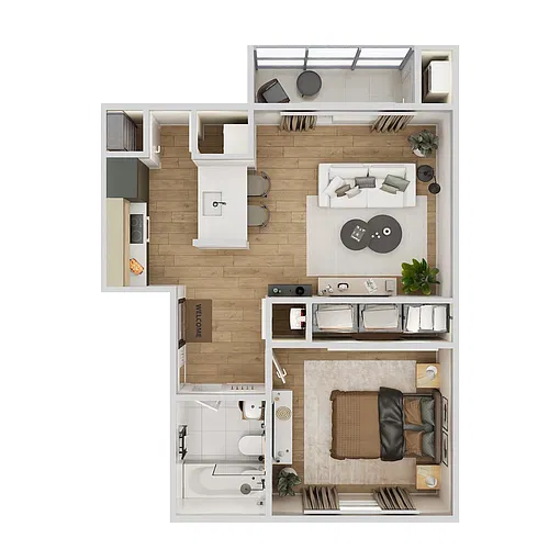 Floor plan 1 Bedroom, 1 Bathroom A1