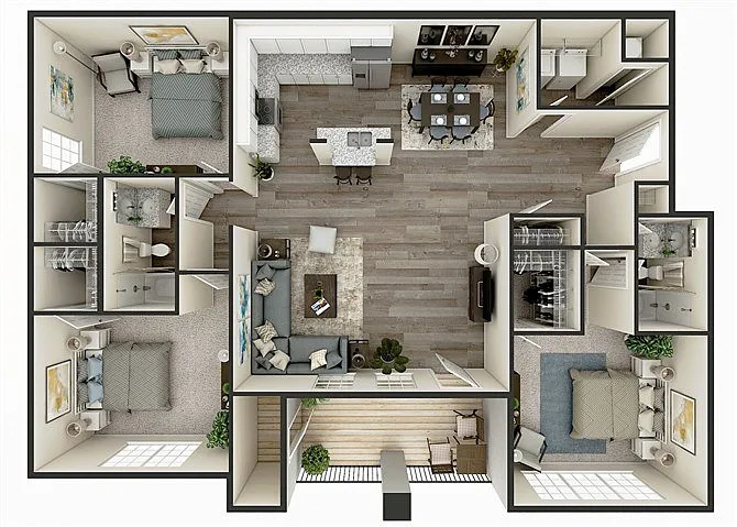 Floor plan 3B 2B