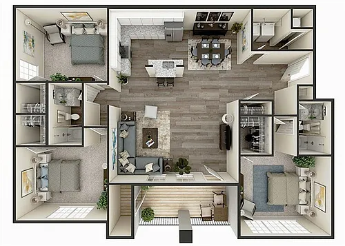 Floor plan 3B 2B