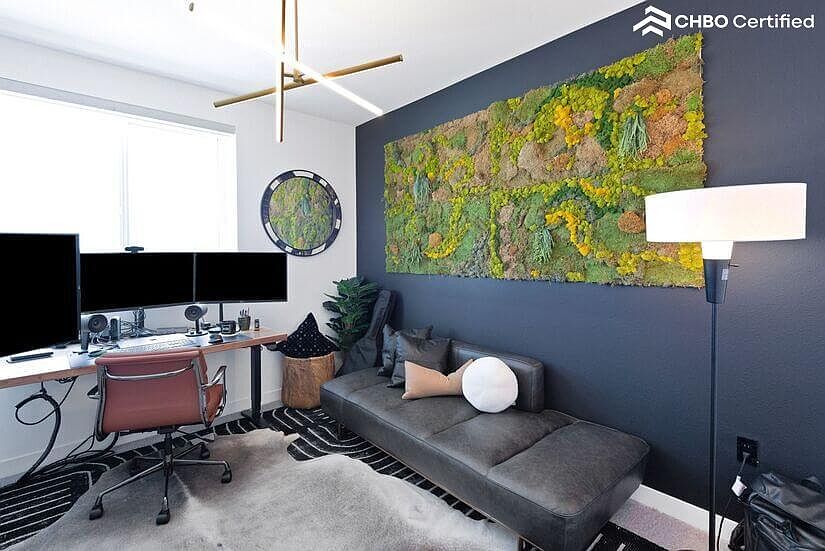 Executive Office w/ Walnut Standing Desk, 3 Monitors & Docks