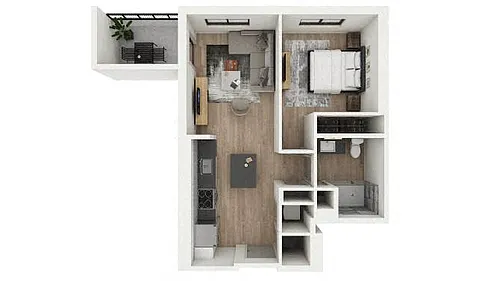 Floor plan 1 Bed/1 Bath-2A1