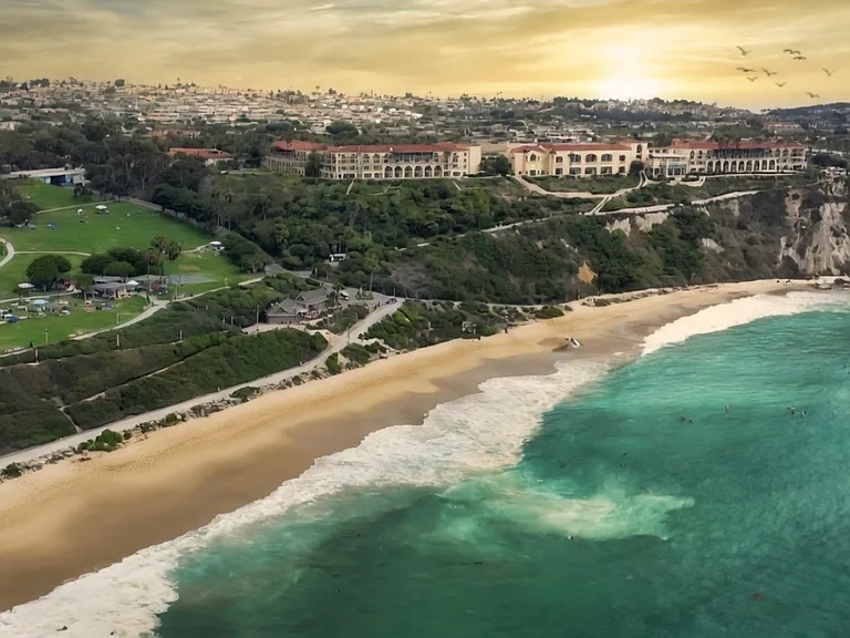 Aerial view of Salt Creek Beach & Park; the Ritz Carlton on the bluff.