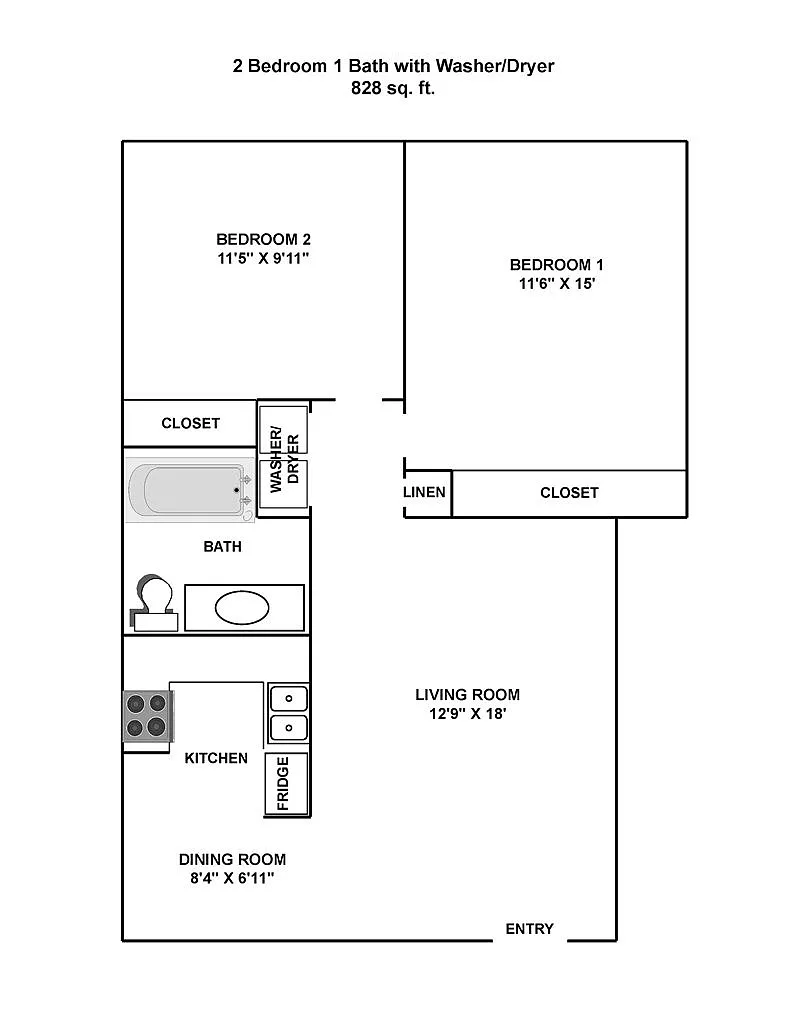 Floor plan 2x1 with WD
