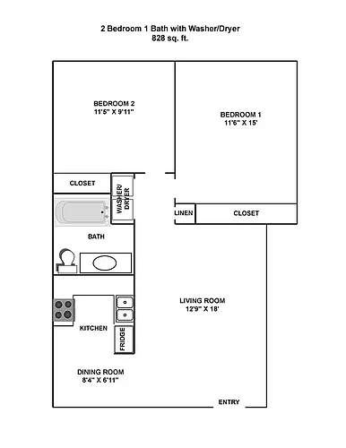 Floor plan 2x1 with WD