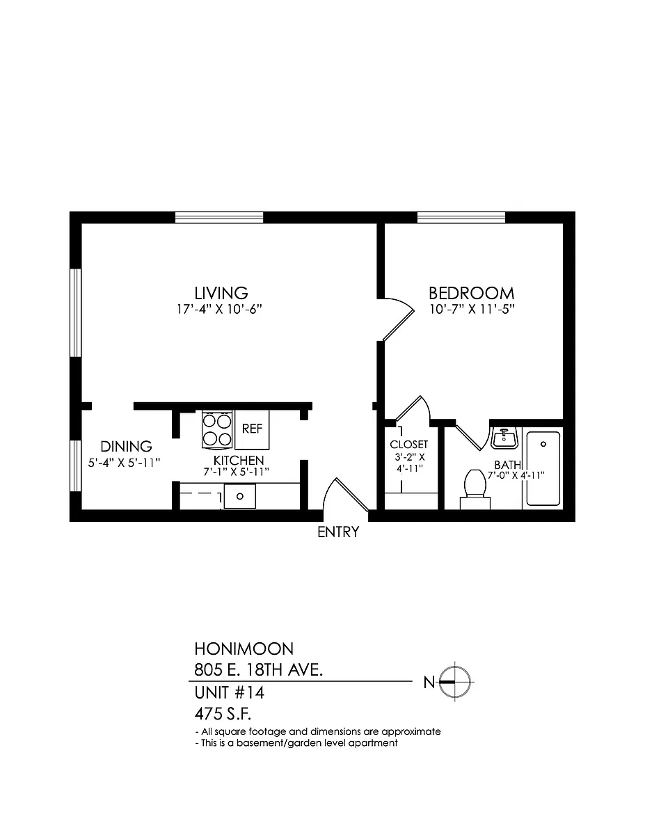 Floor plan 1 Bedroom, 1 Bath