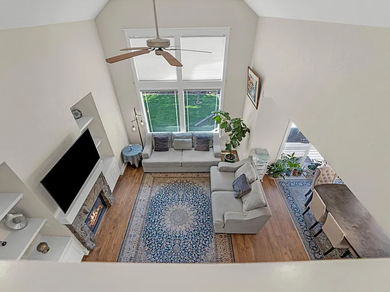 Amazing View of Living Area from Upstairs Hallway