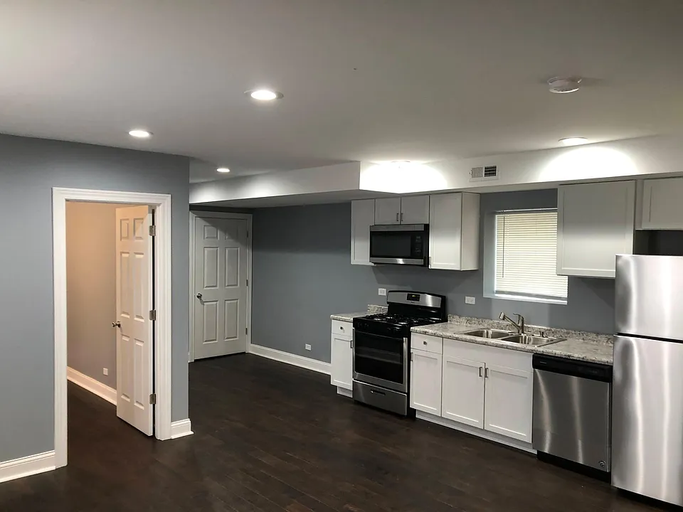 Open dining and kitchen area