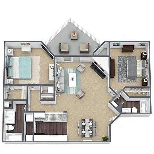 Floor plan B4: 2 Bed 2 Bath