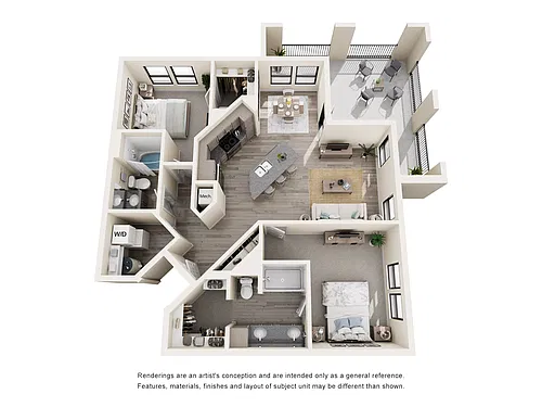 Floor plan Two Bed - 1112 sq ft - 60 Percent