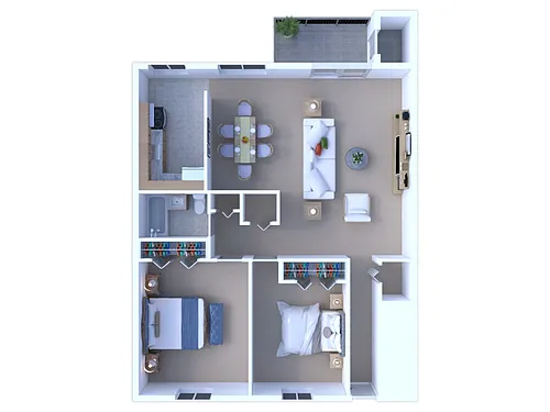 Floor plan 2BR - 1BTH Renovated