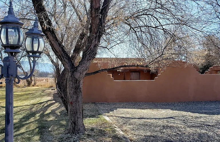 Casa Lucky's walled/private front patio & vineyard on left further back.