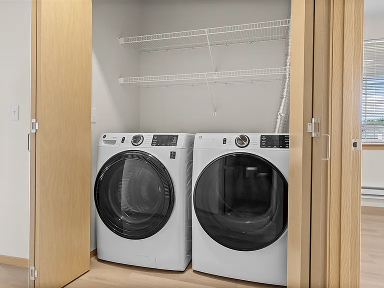 Convenient in-home laundry setup. Convenient in-home laundry setup.