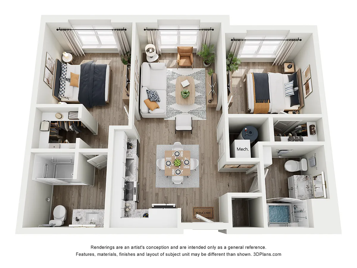 Floor plan 2BR2BA 60