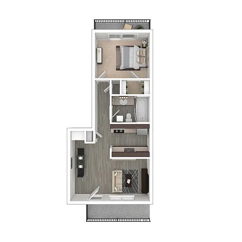 Floor plan One Bedroom One Bath - Renovated