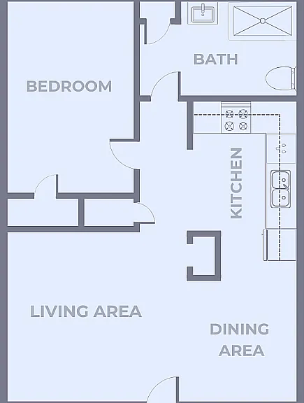 One Bedroom, One Bath Floor Plan One Bedroom, One Bath Floor Plan