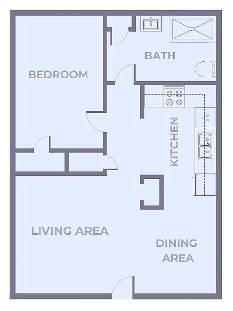 Floor plan Lombard 1 Bedroom, 1 Bathroom