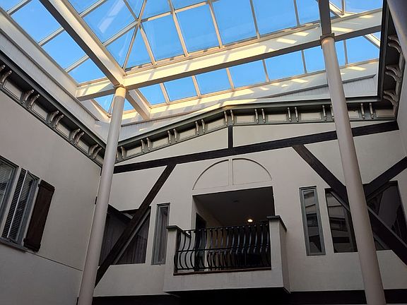 Interior courtyard glass ceiling
