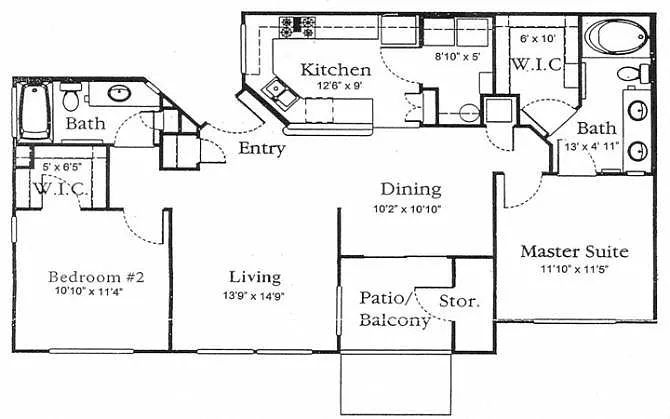 Floor plan B2 - 2 BR | 2 BA