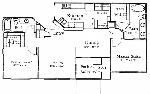 Floor plan B2 - 2 BR | 2 BA