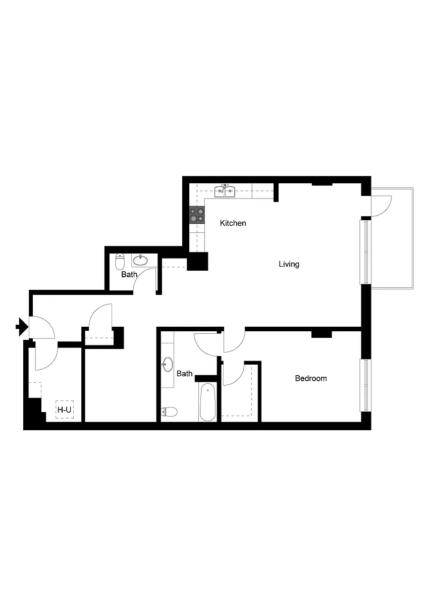 Floor plan 1x1.5 w/ Den