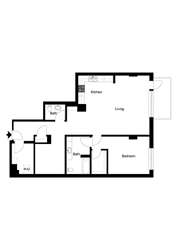 Floor plan 1x1.5 w/ Den