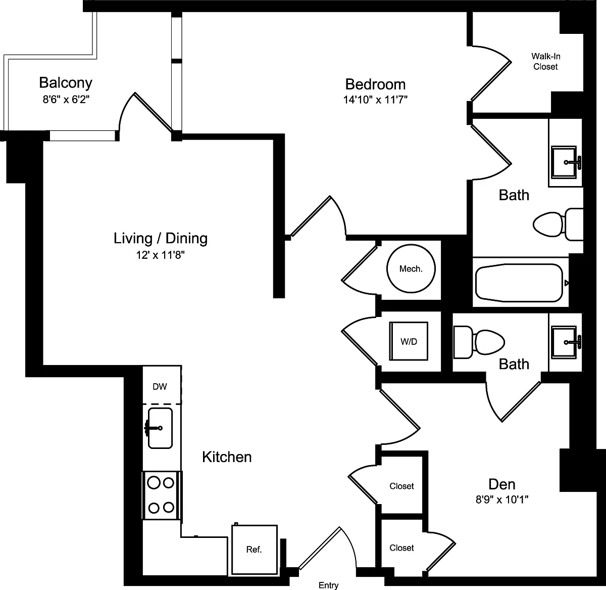 Floor plan D1A2- Balcony