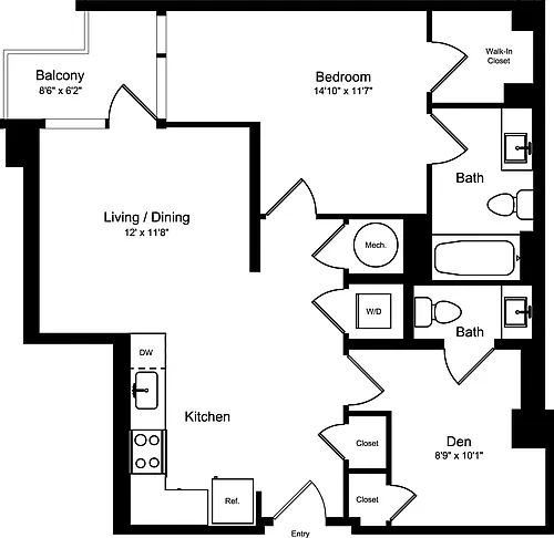 Floor plan D1A2- Balcony