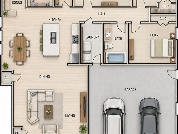 B3- 3 bedrooms 2 baths