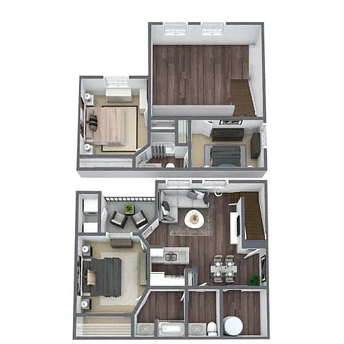 Floor plan C1: 3 Bed 2 Bath + TH