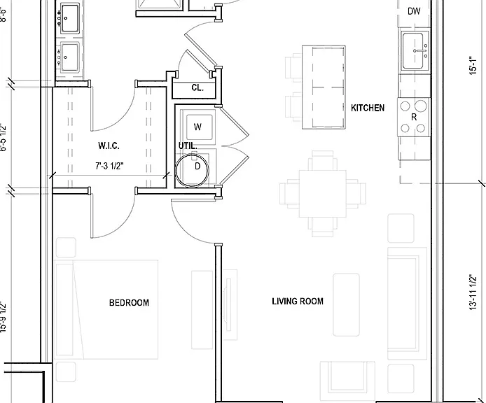 Sunnen Station Apartments - A6 - 1 Beds - 1 Baths - 727 Sq. ft.