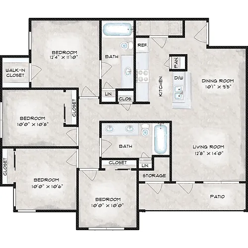 Floor plan 4 Bed 2 Bath