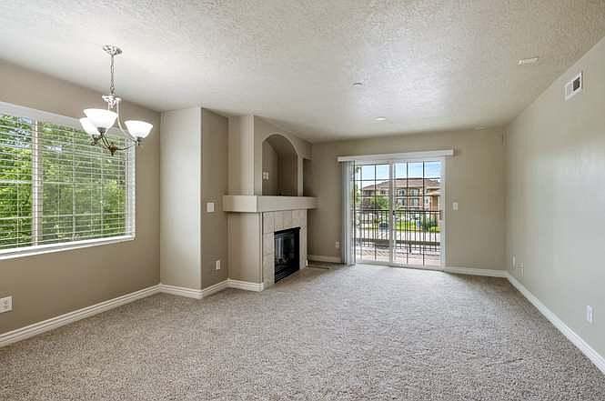 Living room with fireplace.