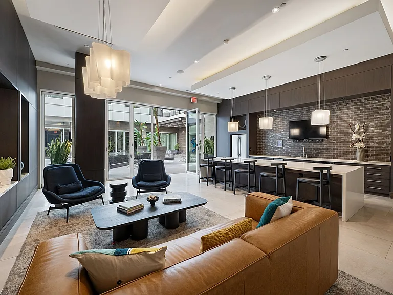 Catering kitchen lounge with large screen TV