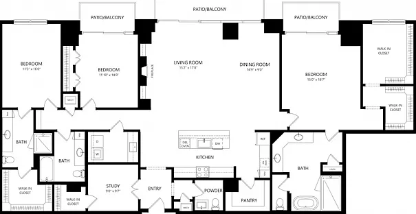 PH-E 3 bed 3.5 bath - 2666 Square Feet PH-E 3 bed 3.5 bath - 2666 Square Feet