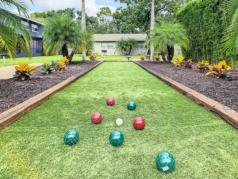Assemble friends and neighbors for a lively game of bocce ball in our courtyard for delightful fun right at home.