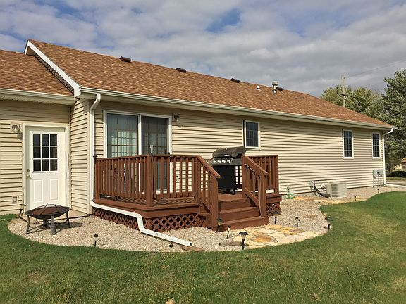 South side, deck & garage