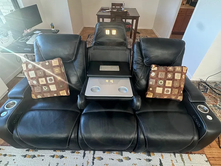 The sofa also has outlets for charging and lights under the head rest.