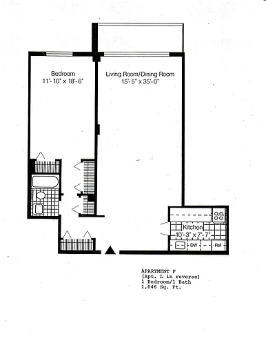 Floor plan 1 Bedroom F or L line