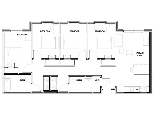 Floor plan 4 Bedroom/2 Bath