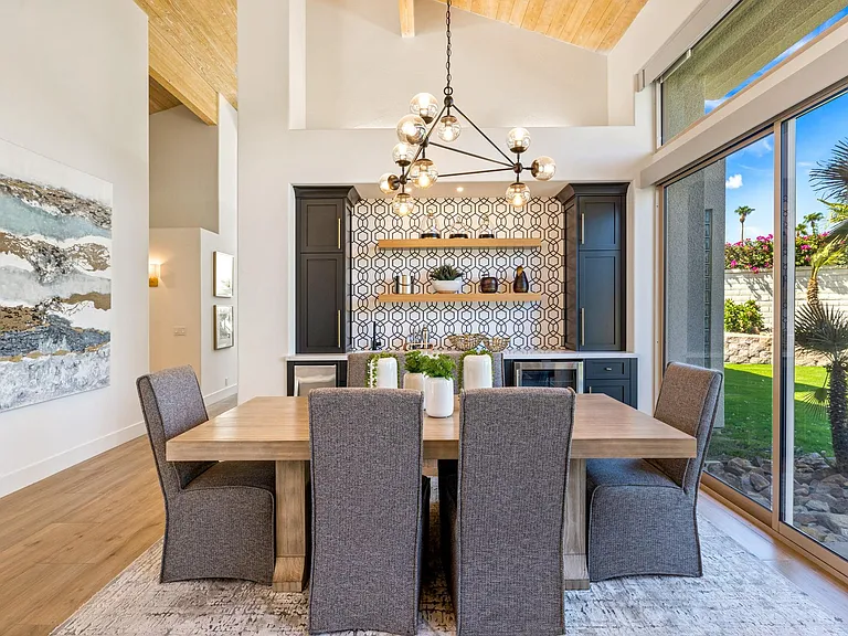 Dining room with wet bar, ice maker and wine fridge