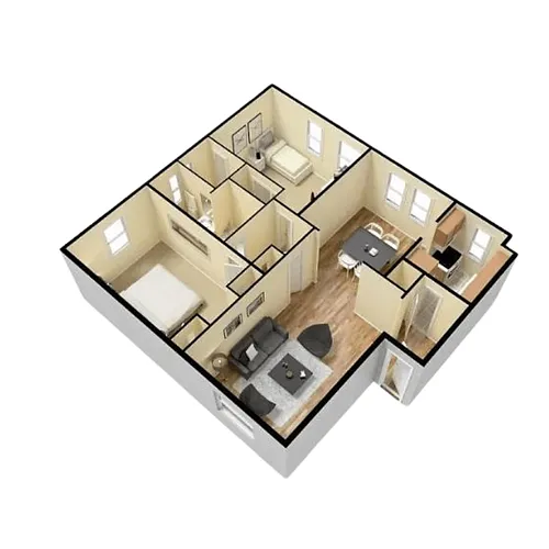 Floor plan 2 Bedroom 1.5 Bathroom