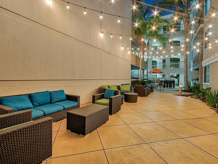 Lounge outside in our outdoor seating area