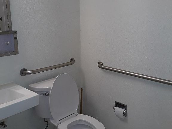 handicap-accessible bathroom toilet and sink