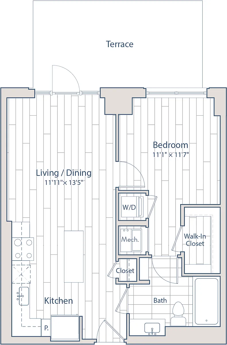 Floor plan 1 Bed/1 Bath-C7-c
