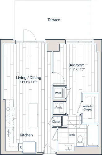 Floor plan 1 Bed/1 Bath-C7-c