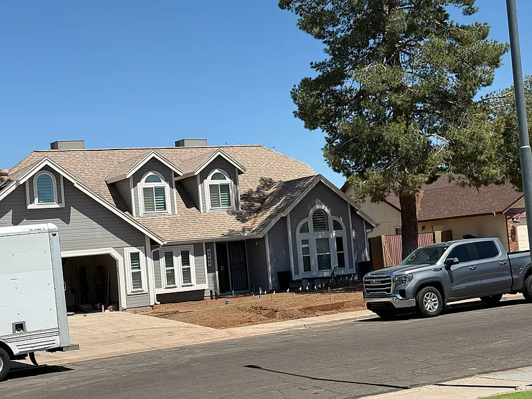 REMODEL: How I pinned layouts for hardscape items to later be constructed. My ROC license dates back to 1984 as Arizona's first female GC :). This neighborhood was my first tract then I went into building only custom homes for the next 35+ years
