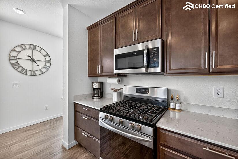 Modern kitchen with stainless steel appliances