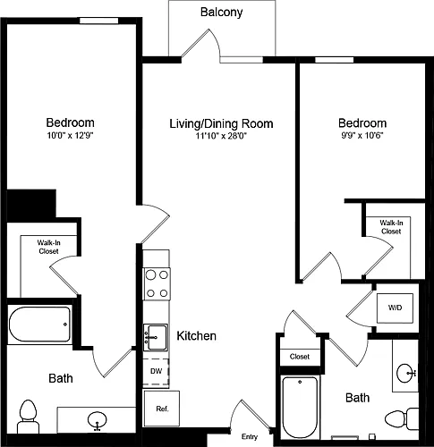 Floor plan 2 Bedroom A6 with Balcony