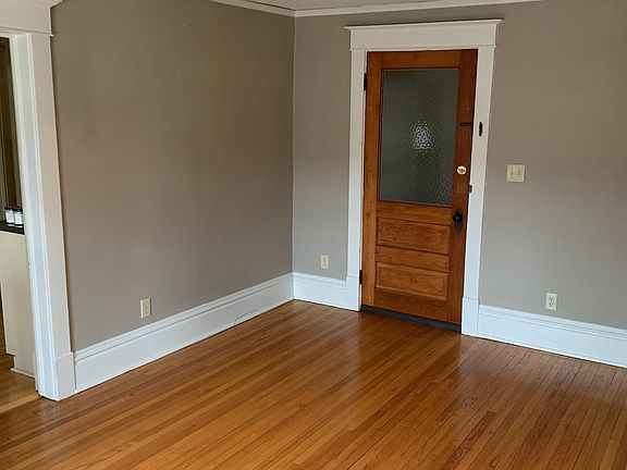 Interior entry door and dining room